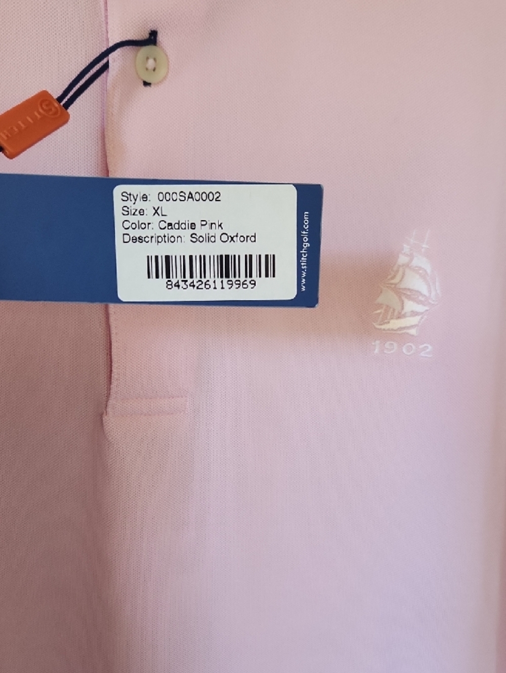 SALE- NWT- Men's by "Stitch" Light Pink Short-Sleeve Polo with Embroidered Logo - Picture 2 of 8